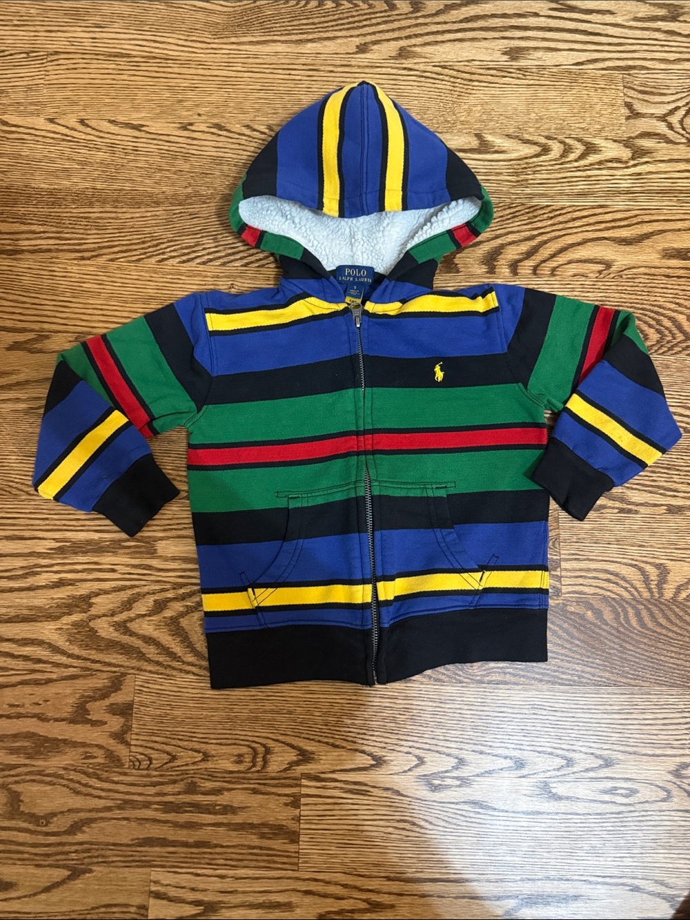 Polo Ralph Lauren Kids Striped Hooded Jacket with Faux Fur Lining